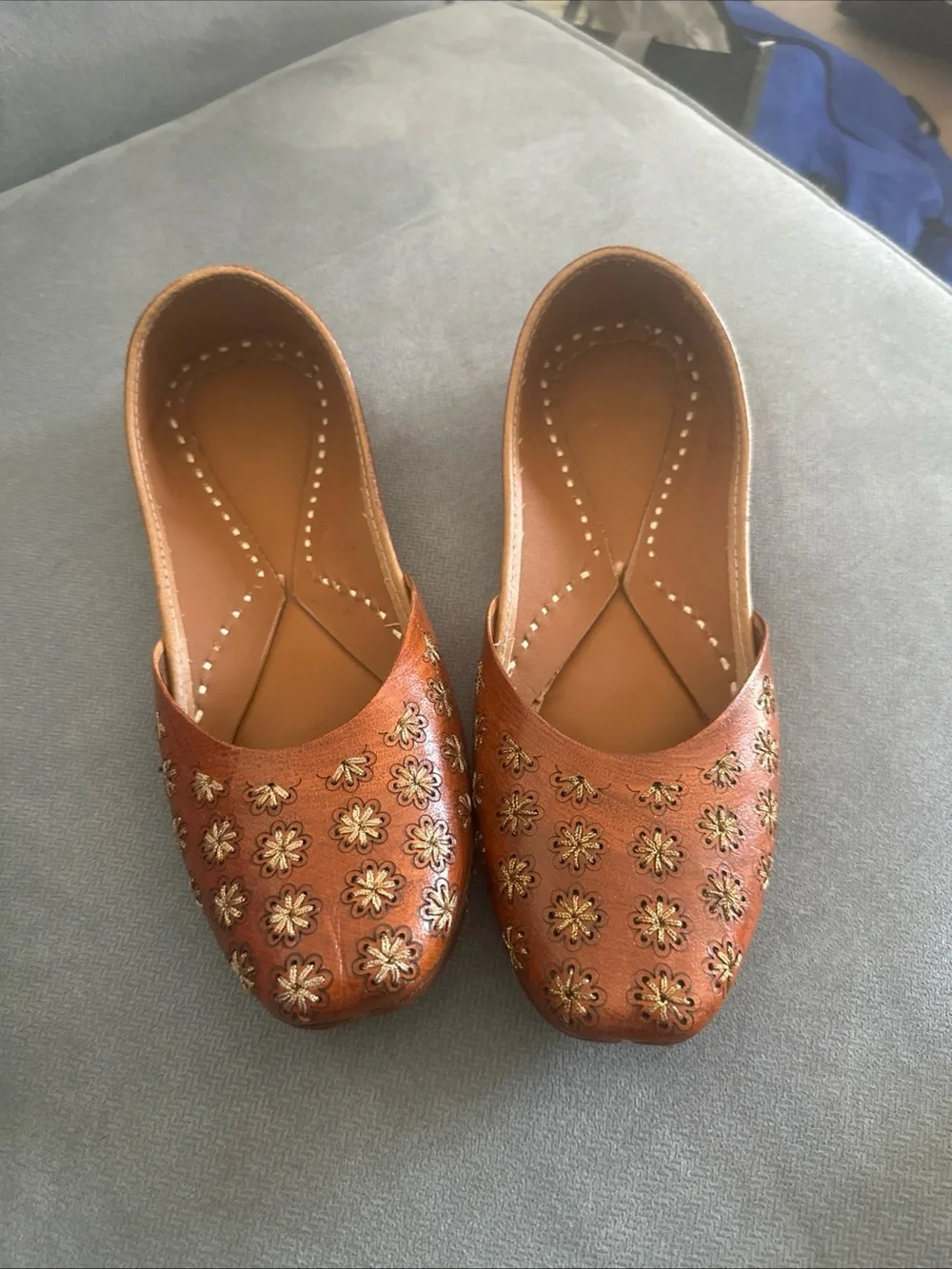 Embroidered Brown Floral Women's Jutti Flats